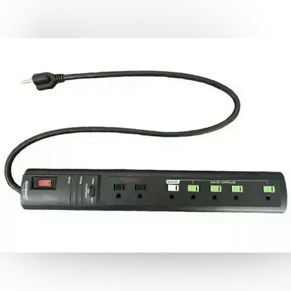 2 PACK Sunbeam Advance 7 Outlet Power Strip Adjustable Threshold Surge Protector - Picture 2 of 4